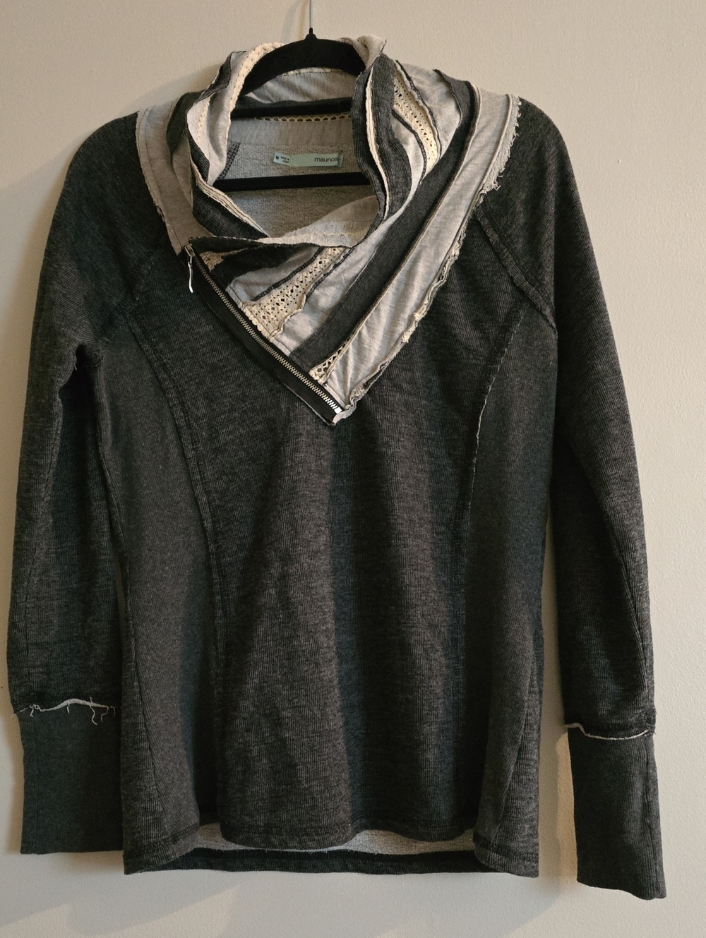 Maurices Charcoal Gray Layered Collar Sweater
